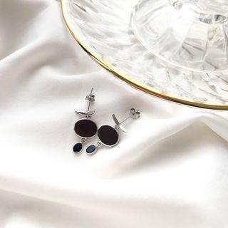 925 Sterling Silver Disc Ear Stud E119 - 1 Pair - White Gold - One Size