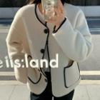 Color Block Round-neck Cardigan