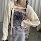 Puff-sleeve Shrug / Strapless Top