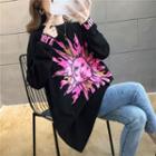 Sun-print Long-sleeve Round Neck T-shirt