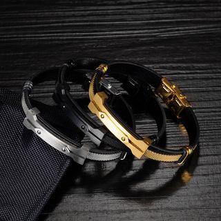 Faux Leather Stainless Steel Bracelet