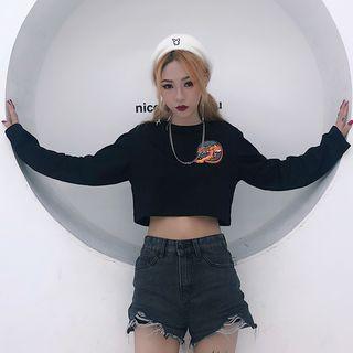 Cropped Tiger Print Long-sleeve T-shirt