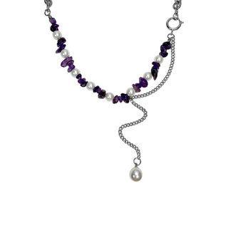 Faux Pearl Pendant Faux Crystal Alloy Necklace
