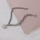 Lettering Heart Alloy Bracelet Sl0040 - Silver - One Size
