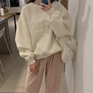 Letter Embroidered Sweatshirt White - One Size