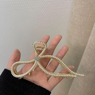 Rhinestone Bow Hair Claw Gold - One Size