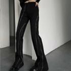 High Waist Zipper Detail Boot-cut Pants