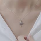 925 Sterling Silver Cross Pendant Necklace Cross Snowflake Necklace - One Size