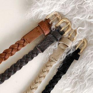 Braided Sheepskin Buckle Belt
