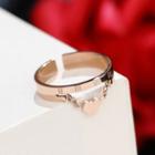 Stainless Steel Roman Numeral Heart Open Ring