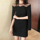 Mesh Panel Cape Minidress