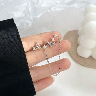Asymmetrical Star Stud Earring 1 Pr - Silver - One Size