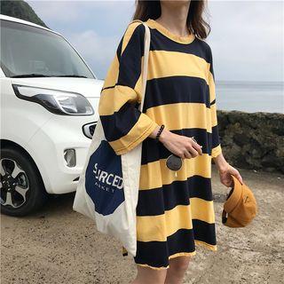 Short Sleeve Striped T-shirt Dress