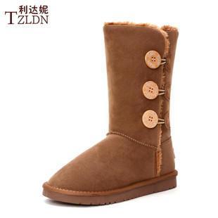 Buttoned Mid Calf Snow Boots