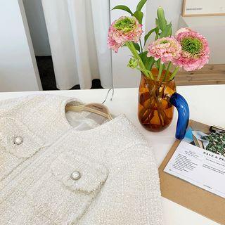 Open-front Flap-pocket Tweed Jacket