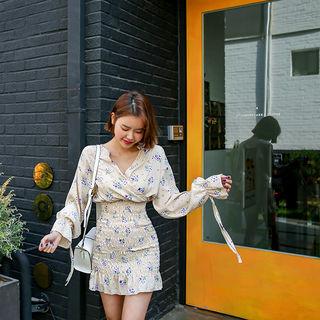 Smocked Tube-hem Floral Mini Dress