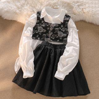 Frill Trim Shirt / Floral Print Camisole Top / Mini A-line Skirt