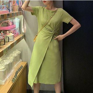 Frilled Knot Short-sleeve Dress