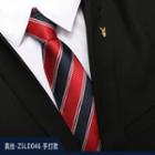 Genuine Silk Striped Neck Tie Zsld046 - Red & Navy Blue - One Size