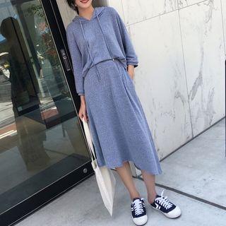 Plain Hoodie / Wide-leg Pants / Asymmetric Hem Midi Skirt / Set