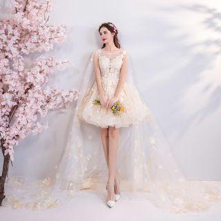 Flower Detail Short Wedding Dress