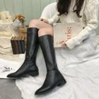 Low Heel Back Zip Knee High Boots