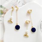 Non-matching Whale Tail Faux Pearl Dangle Earring