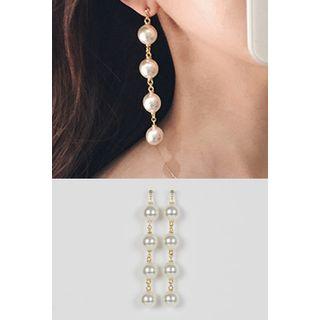 Faux Pearl-tiered Drop Earrings