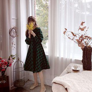 Checked Midi Flare Dress