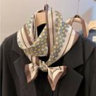 Patterned Silk Scarf White - One Size