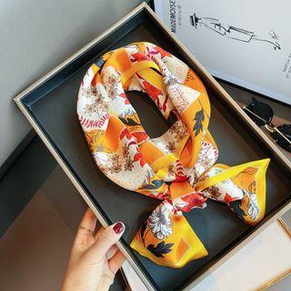 Floral Print Scarf Yellow & White - One Size