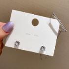 Non-matching Chained Rhinestone Earring He2645 - 1 Pair - Asymmetric - Silver - One Size