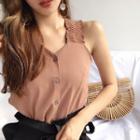 Plain Slim-fit Chiffon Tank Top