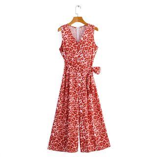 Leopard Wide-leg Sleeveless Jumpsuit