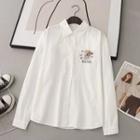 Cartoon Bear Accent Shirt White - One Size