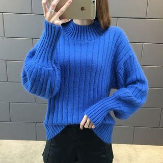 Mock-neck Lantern Sleeve Sweater