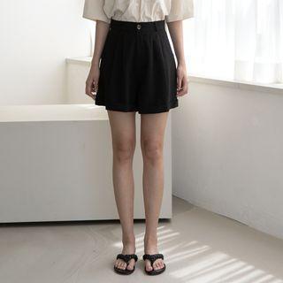 Pleated Rollup-hem Shorts