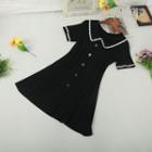 Short-sleeve Floral Trim A-line Dress
