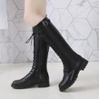Block Heel Lace Up Knee-high Boots
