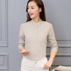 Stand-collar Long-sleeved Blouse