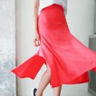 Buttoned Slit A-line Long Skirt