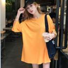 Lettering 3/4-sleeve T-shirt / Plain Shorts
