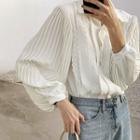 Lace Trim Chiffon Blouse Off White - One Size