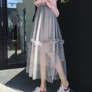 Beaded Overly Midi Skirt
