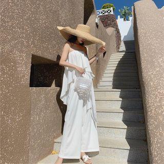 Ruffled Strapless Wide-leg Jumpsuit