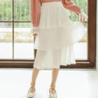 Midi Tiered Skirt White - One Size