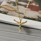 925 Sterling Silver Angel Pendant Necklace A430a - Gold - One Size