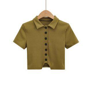 Collar Cropped T-shirt / Mini Pencil Skirt