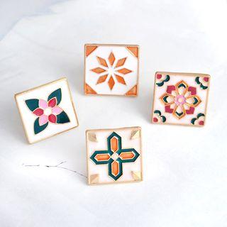 Floral Square Tile Brooch