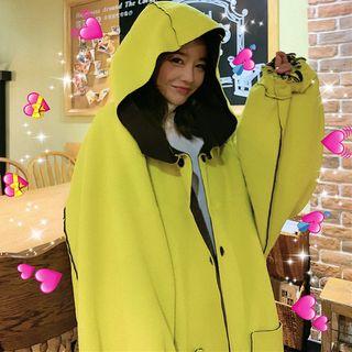 Hood Buttoned Coat As Shown In Figure - One Size